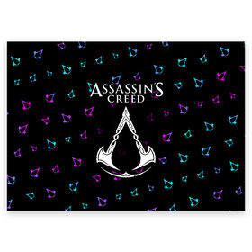 Поздравительная открытка с принтом ASSASSIN’S CREED VALHALLA в городе Новоалтайск, 100% бумага | плотность бумаги 280 г/м2, матовая, на обратной стороне линовка и место для марки
 | creed | game | games | logo | valhalla | ассасин | ассасинс | ассассин | ассассинс | вальгалла | игра | игры | крид | лого | логотип | логотипы | символ | символы