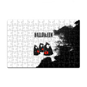 Пазл магнитный 126 элементов с принтом Halloween в городе Новоалтайск, полимерный материал с магнитным слоем | 126 деталей, размер изделия —  180*270 мм | 31 октября | halloween | halowen | ведьма | день всех святых | джек | костюм | кровь | лого | монстр | надпись | праздник | приведение | призрак | светильник | символ | страшная | тыква | ужасы | хеллоуин | хеллуин