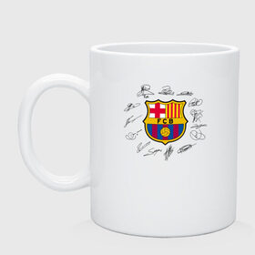 Кружка с принтом FC BARCELONA АВТОГРАФЫ ИГРОКОВ в городе Новоалтайск, керамика | объем — 330 мл, диаметр — 80 мм. Принт наносится на бока кружки, можно сделать два разных изображения | barselona fc | fifa | lionel messi. | барса | барселона | лионель месси | фифа | фк барселона | футбол