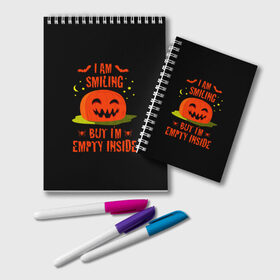 Блокнот с принтом Halloween в городе Новоалтайск, 100% бумага | 48 листов, плотность листов — 60 г/м2, плотность картонной обложки — 250 г/м2. Листы скреплены удобной пружинной спиралью. Цвет линий — светло-серый
 | Тематика изображения на принте: 31 октября | halloween | halowen | ведьма | день всех святых | джек | костюм | кровь | лого | монстр | надпись | праздник | приведение | призрак | светильник | символ | страшная | тыква | ужасы | хеллоуин | хеллуин