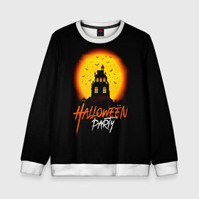 Детский свитшот 3D с принтом Halloween в городе Новоалтайск, 100% полиэстер | свободная посадка, прямой крой, мягкая тканевая резинка на рукавах и понизу свитшота | Тематика изображения на принте: 31 октября | halloween | halowen | ведьма | день всех святых | джек | костюм | кровь | лого | монстр | надпись | праздник | приведение | призрак | светильник | символ | страшная | тыква | ужасы | хеллоуин | хеллуин