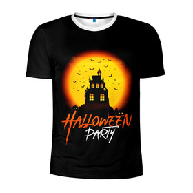 Мужская футболка 3D спортивная с принтом Halloween в городе Новоалтайск, 100% полиэстер с улучшенными характеристиками | приталенный силуэт, круглая горловина, широкие плечи, сужается к линии бедра | 31 октября | halloween | halowen | ведьма | день всех святых | джек | костюм | кровь | лого | монстр | надпись | праздник | приведение | призрак | светильник | символ | страшная | тыква | ужасы | хеллоуин | хеллуин