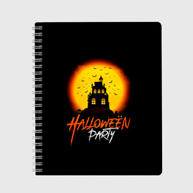 Тетрадь с принтом Halloween в городе Новоалтайск, 100% бумага | 48 листов, плотность листов — 60 г/м2, плотность картонной обложки — 250 г/м2. Листы скреплены сбоку удобной пружинной спиралью. Уголки страниц и обложки скругленные. Цвет линий — светло-серый
 | 31 октября | halloween | halowen | ведьма | день всех святых | джек | костюм | кровь | лого | монстр | надпись | праздник | приведение | призрак | светильник | символ | страшная | тыква | ужасы | хеллоуин | хеллуин