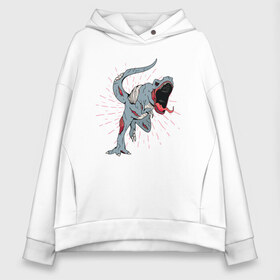 Женское худи Oversize хлопок с принтом Zombie T-Rex в городе Новоалтайск, френч-терри — 70% хлопок, 30% полиэстер. Мягкий теплый начес внутри —100% хлопок | боковые карманы, эластичные манжеты и нижняя кромка, капюшон на магнитной кнопке | danger | dead | fear | halloween | horror | hunter | monster | predator | бежит | зомбак | зомби | мертвый | монстр | охотник | палеонтолог | палеонтология | ти рекс | тираннозавр | тиранозавр | труп | ужас | хищник | хоррор | чудо