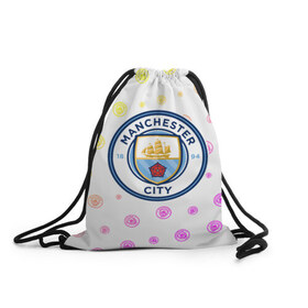 Рюкзак-мешок 3D с принтом MANCHESTER CITY Манчестер Сити в городе Новоалтайск, 100% полиэстер | плотность ткани — 200 г/м2, размер — 35 х 45 см; лямки — толстые шнурки, застежка на шнуровке, без карманов и подкладки | Тематика изображения на принте: city | club | footbal | logo | manchester | знак | клуб | логотип | логотипы | манчестер | символ | символы | сити | форма | футбол | футбольная | футбольный