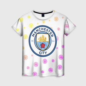 Женская футболка 3D с принтом MANCHESTER CITY Манчестер Сити в городе Новоалтайск, 100% полиэфир ( синтетическое хлопкоподобное полотно) | прямой крой, круглый вырез горловины, длина до линии бедер | city | club | footbal | logo | manchester | знак | клуб | логотип | логотипы | манчестер | символ | символы | сити | форма | футбол | футбольная | футбольный