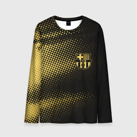 Мужской лонгслив 3D с принтом FC BARCELONA GOLD в городе Новоалтайск, 100% полиэстер | длинные рукава, круглый вырез горловины, полуприлегающий силуэт | 