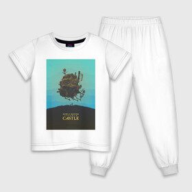 Детская пижама хлопок с принтом Ходячий замок в городе Новоалтайск, 100% хлопок |  брюки и футболка прямого кроя, без карманов, на брюках мягкая резинка на поясе и по низу штанин
 | anime | howls moving castle | аниме | анимэ | замки | замок | мультфильм | мультфильмы | ходячий замок