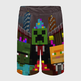 Детские спортивные шорты 3D с принтом MINECRAFT в городе Новоалтайск,  100% полиэстер
 | пояс оформлен широкой мягкой резинкой, ткань тянется
 | color | game | heroes | minecraft | герой | игра | цвет