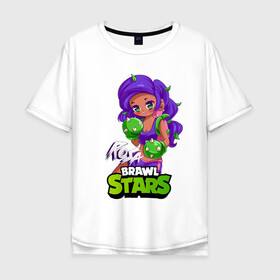 Мужская футболка хлопок Oversize с принтом Rosa Brawl Stars в городе Новоалтайск, 100% хлопок | свободный крой, круглый ворот, “спинка” длиннее передней части | Тематика изображения на принте: anime | brawl | brawl stars | brawlstars | brawl_stars | panny | rosa | аниме | бравл | бравлстарс | девочка | девушка | манга | роза | роса