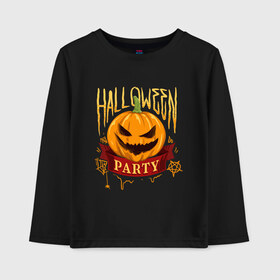 Детский лонгслив хлопок с принтом HALLOWEEN PARTY в городе Новоалтайск, 100% хлопок | круглый вырез горловины, полуприлегающий силуэт, длина до линии бедер | halloween | party | вечеринка | ночь | тыква | ужас | хэллоуин | хэлоуин