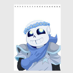 Скетчбук с принтом UNDERTALE в городе Новоалтайск, 100% бумага
 | 48 листов, плотность листов — 100 г/м2, плотность картонной обложки — 250 г/м2. Листы скреплены сверху удобной пружинной спиралью | Тематика изображения на принте: sans | undertale | андертале | андертейл | игра | подземная история | подземная сказка | санс | ундертале