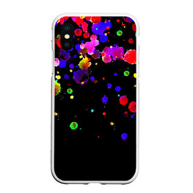 Чехол для iPhone XS Max матовый с принтом ПЯТНА КРАСКИ в городе Новоалтайск, Силикон | Область печати: задняя сторона чехла, без боковых панелей | акварель | брызги | брызги красок | кляксы | краска | мазки | масляная краска | неон | неоновая | подтеки | пятна | разводы | разноцветный
