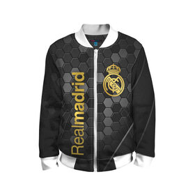 Детский бомбер 3D с принтом REAL MADRID в городе Новоалтайск, 100% полиэстер | застегивается на молнию, по бокам два кармана без застежек, мягкие манжеты, по низу бомбера и на воротнике — эластичная резинка | football | real madrid | испания | реал мадрид | реал мадрид состав | футбол | футбол мадрид. | футбол реал | чемпион лига