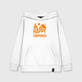 Детская толстовка хлопок с принтом Happy camperween в городе Новоалтайск, 100% хлопок | Круглый горловой вырез, эластичные манжеты, пояс, капюшен | 31 октября | halloween | halowen | ведьма | день всех святых | джек | костюм | кровь | лого | монстр | надпись | праздник | приведение | призрак | светильник | символ | страшная | тыква | ужасы | хеллоуин | хеллуин