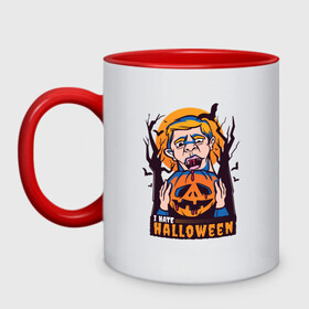 Кружка двухцветная с принтом I hate halloween в городе Новоалтайск, керамика | объем — 330 мл, диаметр — 80 мм. Цветная ручка и кайма сверху, в некоторых цветах — вся внутренняя часть | bat | bats | clerc | human | killer | pumpkin | vampire | zombie | вампир | вурдалак | зомби | интроверт | кладбище | клерк | летучие мыши | мерч | не наш праздник | ненавижу | ненависть | тыква | тыквенная голова | убил | хеллоуи