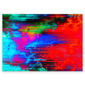 Поздравительная открытка с принтом Glitch color storm в городе Новоалтайск, 100% бумага | плотность бумаги 280 г/м2, матовая, на обратной стороне линовка и место для марки
 | Тематика изображения на принте: clouds | color | glitch | gradient | storm | глитч | градиент | краски | небо | облака | шторм