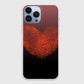 Чехол для iPhone 13 Pro Max с принтом Сердце из отпечатков пальцев в городе Новоалтайск,  |  | влюбленные | вместе | градиент | линии судьбы | любовь | он и она | отпечатки пальцев | пальчики | признание | сердце | следы