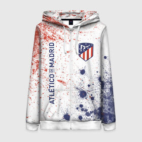 Женская толстовка 3D на молнии с принтом ATLETICO MADRID / Атлетико в городе Новоалтайск, 100% полиэстер | длина до линии бедра, манжеты и пояс оформлены мягкой тканевой резинкой, двухслойный капюшон со шнурком для регулировки, спереди молния, по бокам два кармана | 