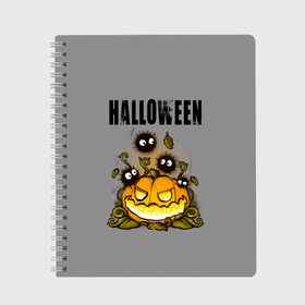 Тетрадь с принтом Halloween в городе Новоалтайск, 100% бумага | 48 листов, плотность листов — 60 г/м2, плотность картонной обложки — 250 г/м2. Листы скреплены сбоку удобной пружинной спиралью. Уголки страниц и обложки скругленные. Цвет линий — светло-серый
 | 31 октября | halloween | halowen | ведьма | день всех святых | джек | костюм | кровь | лого | монстр | надпись | праздник | приведение | призрак | светильник | символ | страшная | тыква | ужасы | хеллоуин | хеллуин
