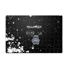 Пазл магнитный 126 элементов с принтом Halloween в городе Новоалтайск, полимерный материал с магнитным слоем | 126 деталей, размер изделия —  180*270 мм | 31 октября | halloween | halowen | ведьма | день всех святых | джек | костюм | кровь | лого | монстр | надпись | праздник | приведение | призрак | светильник | символ | страшная | тыква | ужасы | хеллоуин | хеллуин