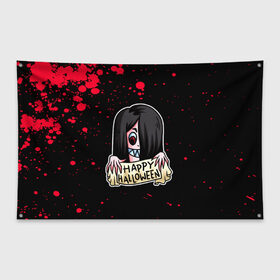 Флаг-баннер с принтом Halloween в городе Новоалтайск, 100% полиэстер | размер 67 х 109 см, плотность ткани — 95 г/м2; по краям флага есть четыре люверса для крепления | 31 октября | halloween | halowen | ведьма | день всех святых | джек | костюм | кровь | лого | монстр | надпись | праздник | приведение | призрак | светильник | символ | страшная | тыква | ужасы | хеллоуин | хеллуин