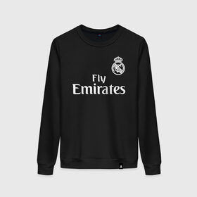 Женский свитшот хлопок с принтом REAL MADRID (НА СПИНЕ) в городе Новоалтайск, 100% хлопок | прямой крой, круглый вырез, на манжетах и по низу широкая трикотажная резинка  | football | real madrid | испания | реал мадрид | реал мадрид состав | футбол | футбол мадрид. | футбол реал | чемпион лига