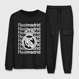 Мужской костюм хлопок с принтом REAL MADRID в городе Новоалтайск, 100% хлопок | на свитшоте круглая горловина, мягкая резинка по низу. Брюки заужены к низу, на них два вида карманов: два “обычных” по бокам и два объемных, с клапанами, расположенные ниже линии бедра. Брюки с мягкой трикотажной резинкой на поясе и по низу штанин. В поясе для дополнительного комфорта — широкие завязки | football | real madrid | испания | реал мадрид | реал мадрид состав | футбол | футбол мадрид. | футбол реал | чемпион лига