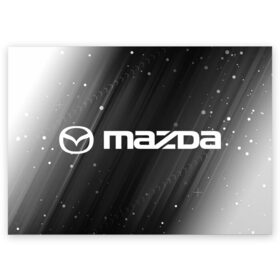 Поздравительная открытка с принтом MAZDA / Мазда в городе Новоалтайск, 100% бумага | плотность бумаги 280 г/м2, матовая, на обратной стороне линовка и место для марки
 | Тематика изображения на принте: auto | logo | mazda | moto | symbol | авто | автомобиль | гонки | знак | лого | логотип | логотипы | мазда | марка | машина | мото | символ | символы