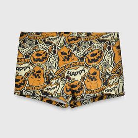Детские купальные плавки 3D с принтом Хэллоуин в городе Новоалтайск, Полиэстер 85%, Спандекс 15% | Слитный крой, подклад по переду изделия, узкие бретели | Тематика изображения на принте: art | background | candy | halloween | pumpkin | star | texture | арт | звезда | конфеты | текстура | тыква | фон | хэллоуин | хэлуин