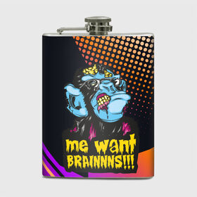 Фляга с принтом Me wants brainnns!!! в городе Новоалтайск, металлический корпус | емкость 0,22 л, размер 125 х 94 мм. Виниловая наклейка запечатывается полностью | Тематика изображения на принте: blood | diablo | haloween | horror | дьявол | зомби | кости | кровь | мозги | мясо | страшилка | ужасы | хеллоуин | хелоуин