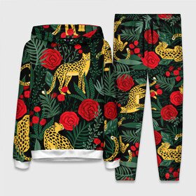 Женский костюм 3D (с толстовкой) с принтом Леопарды и цветы в городе Новоалтайск,  |  | leopard | животные | звери | леопард | леопарды | листья | принт животных | принт с животными | природа | растения | роза | розы | тропики | хищники | цветок | цветы