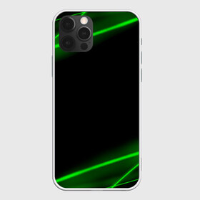 Чехол для iPhone 12 Pro Max с принтом Неоновые лучи в городе Новоалтайск, Силикон |  | зеленые линии | зеленые лучи | зеленый луч | линии | луч | неон | неоновые лучи