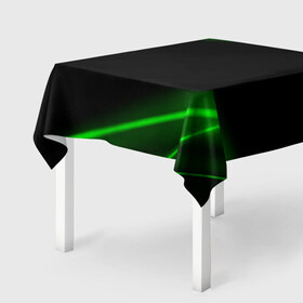 Скатерть 3D с принтом Неоновые лучи в городе Новоалтайск, 100% полиэстер (ткань не мнется и не растягивается) | Размер: 150*150 см | зеленые линии | зеленые лучи | зеленый луч | линии | луч | неон | неоновые лучи