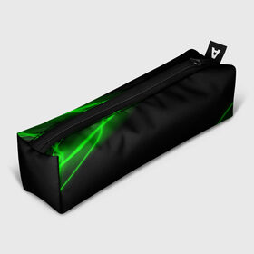 Пенал 3D с принтом Неоновые лучи в городе Новоалтайск, 100% полиэстер | плотная ткань, застежка на молнии | зеленые линии | зеленые лучи | зеленый луч | линии | луч | неон | неоновые лучи