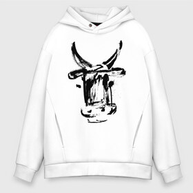 Мужское худи Oversize хлопок с принтом бык в городе Новоалтайск, френч-терри — 70% хлопок, 30% полиэстер. Мягкий теплый начес внутри —100% хлопок | боковые карманы, эластичные манжеты и нижняя кромка, капюшон на магнитной кнопке | 2021 | бык | год быка | год коровы | новый год | символ года