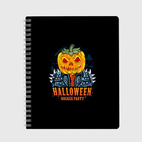 Тетрадь с принтом Halloween в городе Новоалтайск, 100% бумага | 48 листов, плотность листов — 60 г/м2, плотность картонной обложки — 250 г/м2. Листы скреплены сбоку удобной пружинной спиралью. Уголки страниц и обложки скругленные. Цвет линий — светло-серый
 | 31 октября | halloween | halowen | ведьма | день всех святых | джек | костюм | кровь | лого | монстр | надпись | праздник | приведение | призрак | светильник | символ | страшная | тыква | ужасы | хеллоуин | хеллуин
