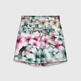 Детские спортивные шорты 3D с принтом Цветы в городе Новоалтайск,  100% полиэстер
 | пояс оформлен широкой мягкой резинкой, ткань тянется
 | красивые цветы | цветки | цветок | цветочки | цветы