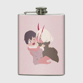 Фляга с принтом ZERO TWO AND HIRO CUTE в городе Новоалтайск, металлический корпус | емкость 0,22 л, размер 125 х 94 мм. Виниловая наклейка запечатывается полностью | Тематика изображения на принте: anime | children | kiss | waifu | zero two | аниме | аска | вайфу | герой | дети | евангелион | зеро ту | любимый во франксе | манга | отаку | поцелуй | хиро