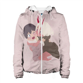 Женская куртка 3D с принтом ZERO TWO AND HIRO CUTE в городе Новоалтайск, ткань верха — 100% полиэстер, подклад — флис | прямой крой, подол и капюшон оформлены резинкой с фиксаторами, два кармана без застежек по бокам, один большой потайной карман на груди. Карман на груди застегивается на липучку | anime | children | kiss | waifu | zero two | аниме | аска | вайфу | герой | дети | евангелион | зеро ту | любимый во франксе | манга | отаку | поцелуй | хиро