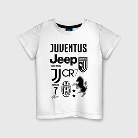 Детская футболка хлопок с принтом JUVENTUS в городе Новоалтайск, 100% хлопок | круглый вырез горловины, полуприлегающий силуэт, длина до линии бедер | Тематика изображения на принте: cristiano ronaldo | fc juventus | juventus | криштиану роналду. | фк ювентус | футбол | футбольный клуб | ювентус