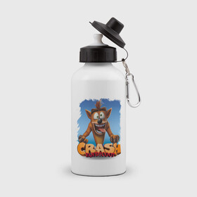 Бутылка спортивная с принтом Crash Bandicoot Red Logo | Крэш Бандикут (Z) в городе Новоалтайск, металл | емкость — 500 мл, в комплекте две пластиковые крышки и карабин для крепления | aku aku | bandicoot | cortex | crash | crash bandicoot | dr. neo cortex | naughty dog | tornado spin | бандикут | кортекс | крэш | тавна