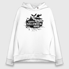 Женское худи Oversize хлопок с принтом Halloween в городе Новоалтайск, френч-терри — 70% хлопок, 30% полиэстер. Мягкий теплый начес внутри —100% хлопок | боковые карманы, эластичные манжеты и нижняя кромка, капюшон на магнитной кнопке | 31 октября | halloween | halowen | ведьма | день всех святых | джек | костюм | кровь | лого | монстр | надпись | праздник | приведение | призрак | светильник | символ | страшная | тыква | ужасы | хеллоуин | хеллуин