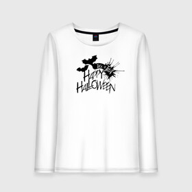 Женский лонгслив хлопок с принтом Halloween в городе Новоалтайск, 100% хлопок |  | 31 октября | halloween | halowen | ведьма | день всех святых | джек | костюм | кровь | лого | монстр | надпись | праздник | приведение | призрак | светильник | символ | страшная | тыква | ужасы | хеллоуин | хеллуин