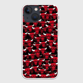 Чехол для iPhone 13 mini с принтом Быки Chicago Bulls в городе Новоалтайск,  |  | Тематика изображения на принте: баскетбол | бык | корова | красный | нба | паттерн | рога | чикаго буллз