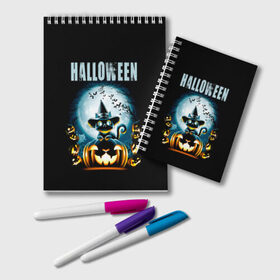 Блокнот с принтом Halloween в городе Новоалтайск, 100% бумага | 48 листов, плотность листов — 60 г/м2, плотность картонной обложки — 250 г/м2. Листы скреплены удобной пружинной спиралью. Цвет линий — светло-серый
 | Тематика изображения на принте: 31 октября | halloween | halowen | ведьма | день всех святых | джек | костюм | кровь | лого | монстр | надпись | праздник | приведение | призрак | светильник | символ | страшная | тыква | ужасы | хеллоуин | хеллуин