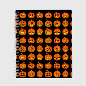 Тетрадь с принтом Halloween в городе Новоалтайск, 100% бумага | 48 листов, плотность листов — 60 г/м2, плотность картонной обложки — 250 г/м2. Листы скреплены сбоку удобной пружинной спиралью. Уголки страниц и обложки скругленные. Цвет линий — светло-серый
 | 31 октября | halloween | halowen | ведьма | день всех святых | джек | костюм | кровь | лого | монстр | надпись | праздник | приведение | призрак | светильник | символ | страшная | тыква | ужасы | хеллоуин | хеллуин