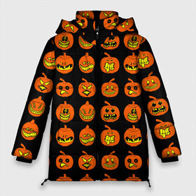 Женская зимняя куртка 3D с принтом Halloween в городе Новоалтайск, верх — 100% полиэстер; подкладка — 100% полиэстер; утеплитель — 100% полиэстер | длина ниже бедра, силуэт Оверсайз. Есть воротник-стойка, отстегивающийся капюшон и ветрозащитная планка. 

Боковые карманы с листочкой на кнопках и внутренний карман на молнии | 31 октября | halloween | halowen | ведьма | день всех святых | джек | костюм | кровь | лого | монстр | надпись | праздник | приведение | призрак | светильник | символ | страшная | тыква | ужасы | хеллоуин | хеллуин