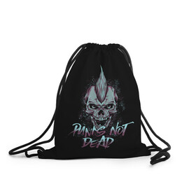 Рюкзак-мешок 3D с принтом PUNKS NOT DEAD в городе Новоалтайск, 100% полиэстер | плотность ткани — 200 г/м2, размер — 35 х 45 см; лямки — толстые шнурки, застежка на шнуровке, без карманов и подкладки | anarchy | dead | musick | punk | rock | skull | анархия | музыка | панк | рок | череп