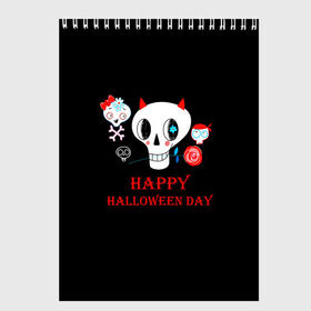Скетчбук с принтом Halloween в городе Новоалтайск, 100% бумага
 | 48 листов, плотность листов — 100 г/м2, плотность картонной обложки — 250 г/м2. Листы скреплены сверху удобной пружинной спиралью | 31 октября | halloween | halowen | ведьма | день всех святых | джек | костюм | кровь | лого | монстр | надпись | праздник | приведение | призрак | светильник | символ | страшная | тыква | ужасы | хеллоуин | хеллуин